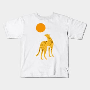 Roaring leopard and sun Kids T-Shirt